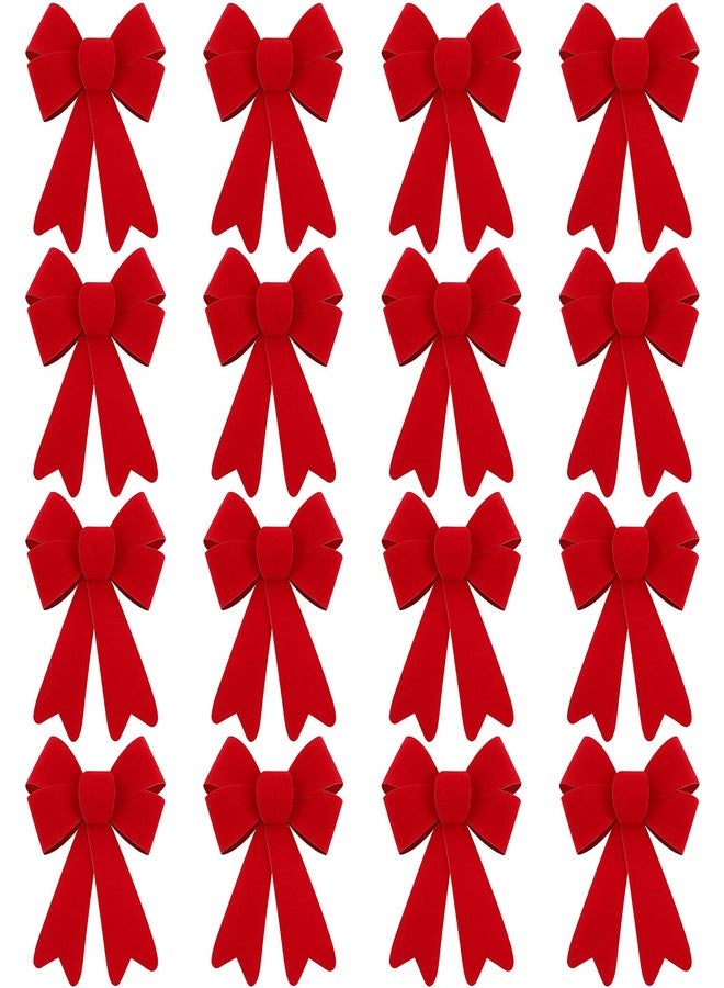 MCEAST 20 Pieces Red Christmas Bows 6.2 x 4.7 Inches Holiday Tree Bows Xmas Wreath Bows for Hanging and Decorating Doors Christmas Trees Weddings Parties - Image 1